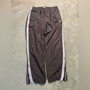 Vintage 90s Logo Athletic Baggy Wide Leg Track Pants Striped Size Medium Brown